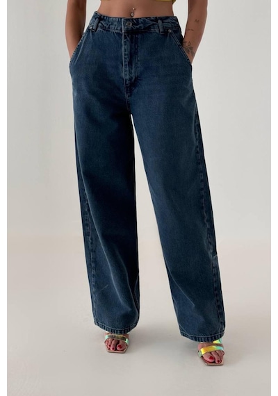 Lacarino 7587 Skater Fıt Kadın Jean Pantolon Blue Black