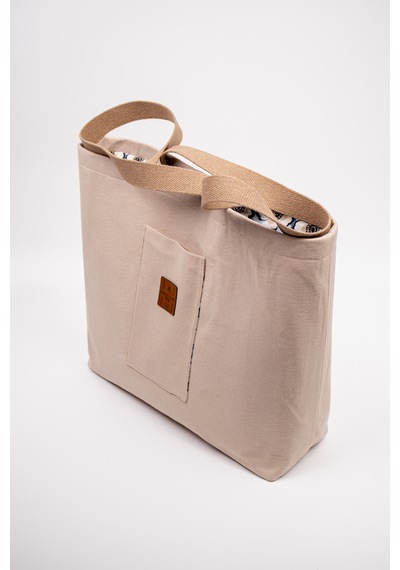 Fabric Craft Bag Omuz Çantası Duck Kumaş Patchwork Sashiko El İşlemeli Günlük Çanta 44x34 Cm Sütlü Kahve