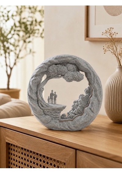 Şıklı Yaşam Hikâyeleri 3d Dekoratif Masa Lambası Aile Ağacı Gri
