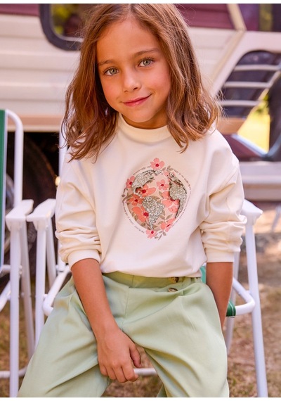 Mayoral Kız Çocuk İki İplik Sweatshirt Krem