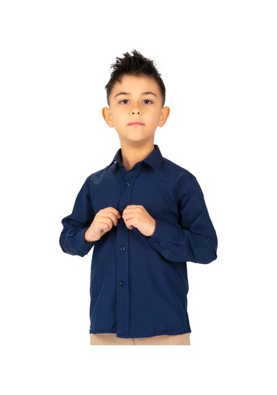 Mnk Baby & Kids Düz Renk Erkek Çocuk Gömlek Mnk0575 Lacivert