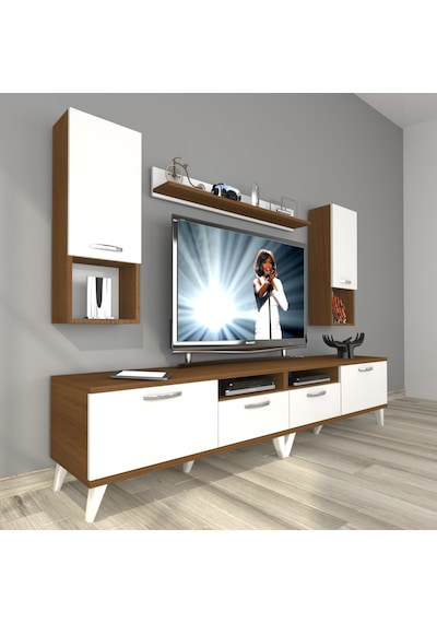 Decoraktiv Eko 5220da Mdf Retro Tv Ünitesi Tv Sehpası Ceviz - Beyaz