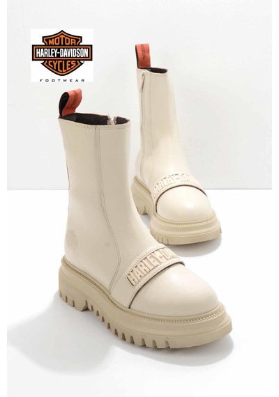 Harley Davidson Beige Hakiki Deri Kadın Bot & Bootie Hd0777054903 Beige