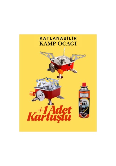 Portatif Kamp Ocağı - Tek Gözlü Manyetolu Piknik Ocağı - Kartuşlu Mini Ocak - Kırmızı +1 Kartuşlu Kırmızı Kırmızı