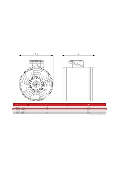 BVN Bahçıvan 25 CM BORAX 250-2K 100 watt 1500 m3/h 2700 DD 220/230 volt Monofaze Aksiyel Kanal Tipi Fan Aspiratör