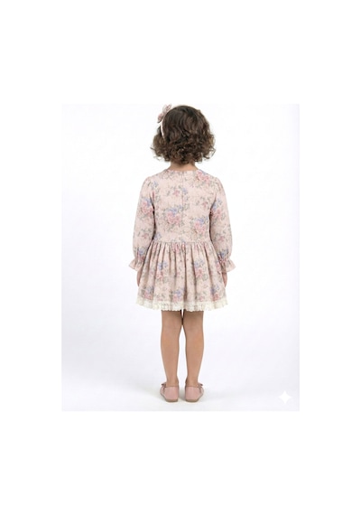 Xo Kids Kız Çocuk Çiöekli Elbise + Kürk Yakalı Bolero 1-5 Yaş 4741 Pembe