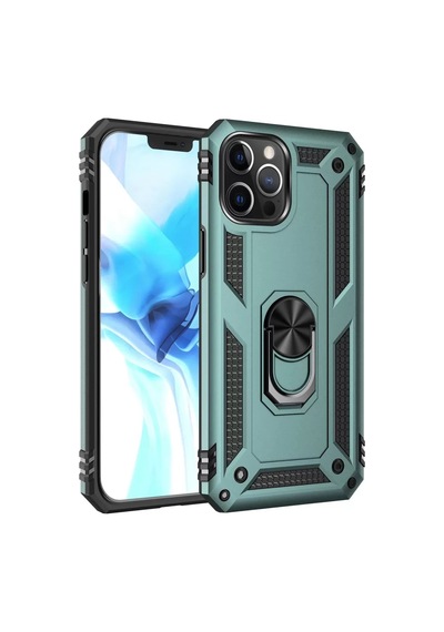 Newface Apple İphone 12 Pro Max Kılıf Sofya Yüzüklü Silikon Kapak - Yeşil