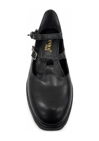 Papucumun Dünyası Kadın Çift Bantlı Mary Jane Model Loafer Ayakkkabı Siyah