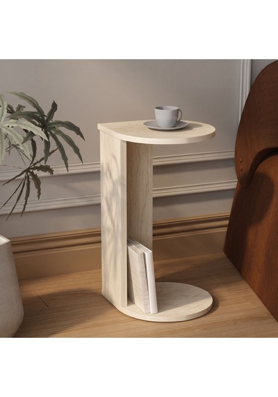 İnarch Dizayn Drop Modern Tasarım Yan Sehpa Kompakt Ve Ergonomik Yan Masa Traverten Krem
