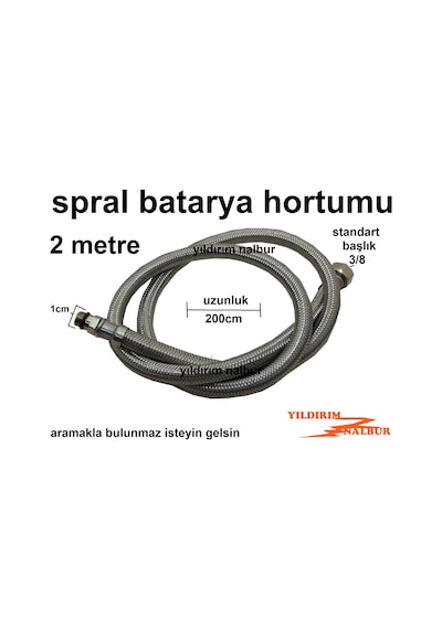 BATARYA BORUSU 200 CM BAĞLANTI SPRALİ ÇELİK HORTUM ÇELİK SPRAL UZ