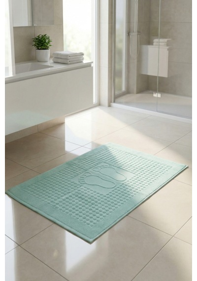 Mint Yeşili Zivra Ayak Havlusu - 50x70 Cm, 245 Gr, %100 Pamuk, Spa Ve Otel Banyo Paspası, Günlük Kullanıma Mint Yeşili
