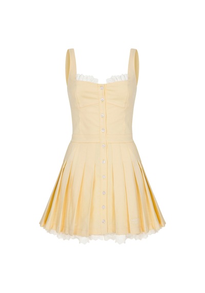 Sagaza Studio Ss6048 Pileli Mini Elbise Sarı