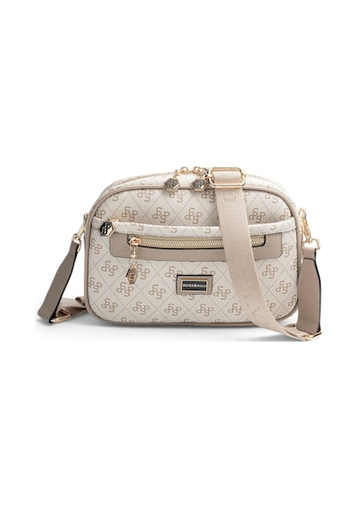 Silver & Polo Silver Polo Bej - Kum Monogram Kadın Çapraz Çanta Sp1297
