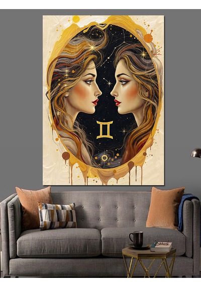 Ahşap Tablo İkizler Burcu Kadın Sembolü