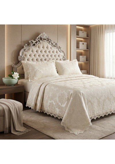Goldroom Home Dantelli Pike Takımı Çift Kişilik Krem