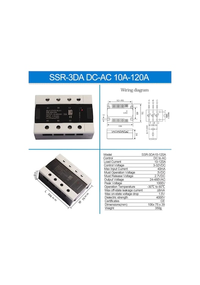 Ssr-3da40a 3-32vdc Solid 3 Fazlı Katı Hal Rölesi