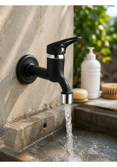 Lüx Siyah Mix Aç-kapa Bahçe Lavabo Musluğu Wc Tuvalet Uyumlu Musluk