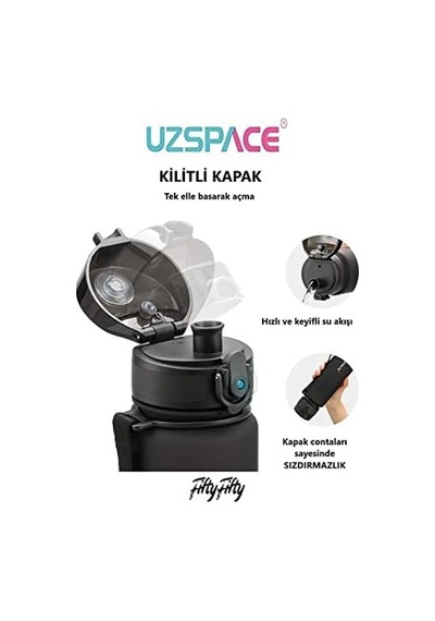 Büyük Boy 28 Cm 1000 Ml 1 Litre Tritan Su Matarası 14 Renk Softtouch 50 x 22