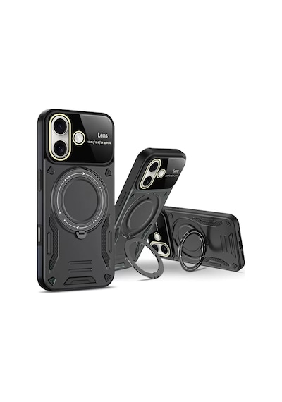 Newface Apple İphone 16 Kılıf Joy Lens Standlı Kapak - Mor