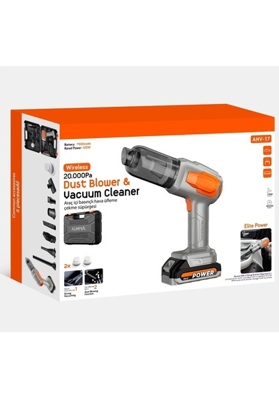 Miaxtreme 120w 20.000pa Güçlü Vakumlu 8in1 Araç Içi Üfleme+emme Süpürge 7.500mah Çıkarılabilir Batarya Süpürge