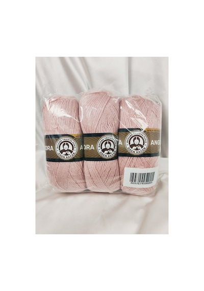 Angora Pudra Pembe El Örgü İpi 3 Adet - Renk: 001