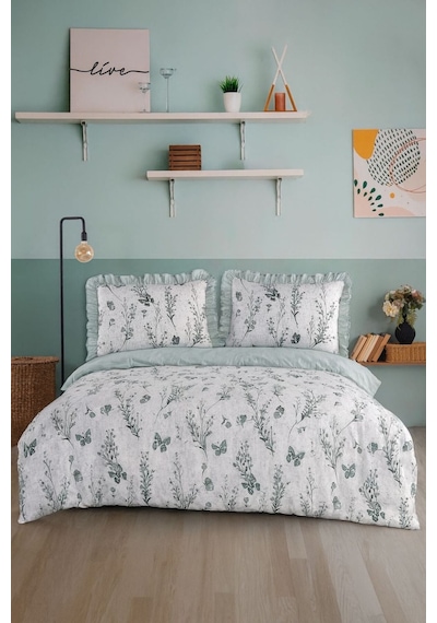 Uçkan Home Mint Yeşili Çift Kişilik Fırfırlı Nevresim Seti Turkuaz --UH-00067