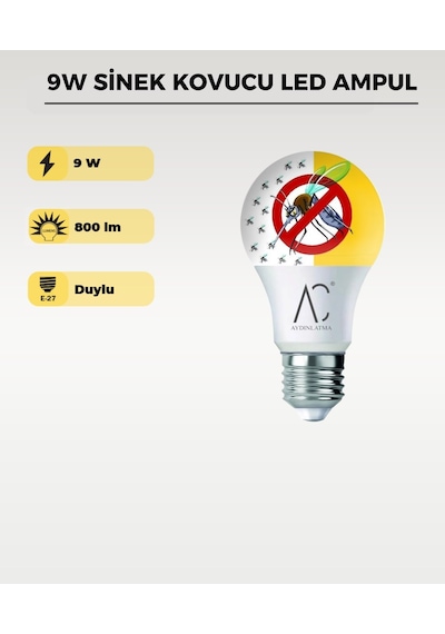 Sivrisinek Kovucu 9w Led Ampul E27 Uv Teknolojili Sinek Önleyici 1 Adet