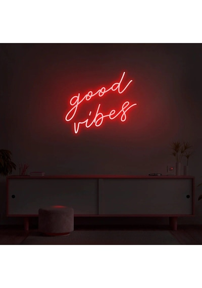Good Vibes Yazılı Neon Tabela Kırmızı