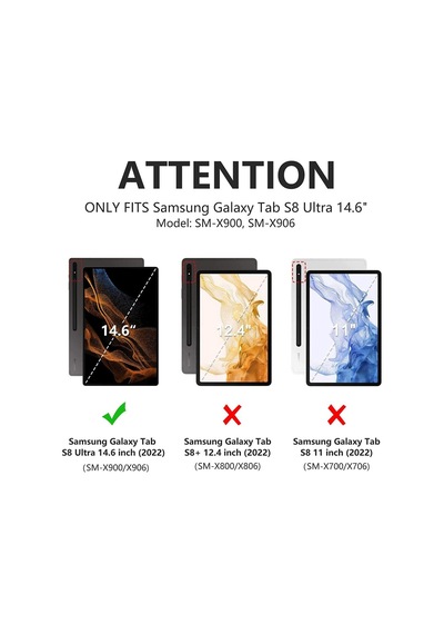 Samsung Galaxy Uyumlu Tab S8 Ultra Sm-x900 X903 X905 X906 Kılıf Kablosuz Klavyeli Kılıf Mobax Türkçe Klavye