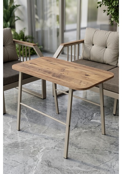 Lavin Serisi 1.sınıf 3+1+1 Bahçe Balkon Oturma Grubu Siyah Metal İskelet Gri Minderli Orta Sehpalı