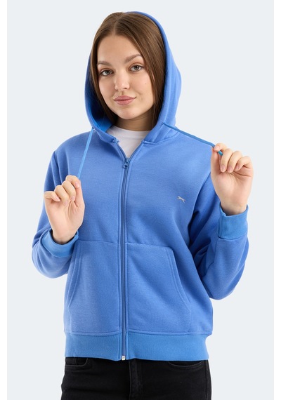 Slazenger Mılıo I Kadın Fermuarlı Kapüşonlu Cepli Indigo Sweatshırt Indigo