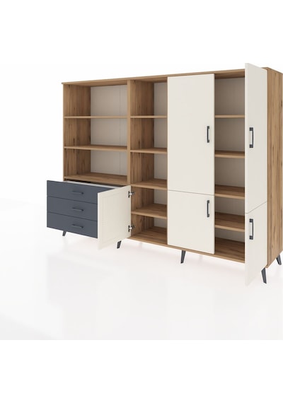 Hyperion Dolap 11 Raflı 3 Çekmeceli 5 Kapaklı 220x44x163 Çam-ayta Çam-aytaşı/antrasit Hyperion Dolap 11 Raflı 3 Çekmeceli 5 Kapaklı 220x44x163 Çam-ayta Çam-aytaşı/antrasit