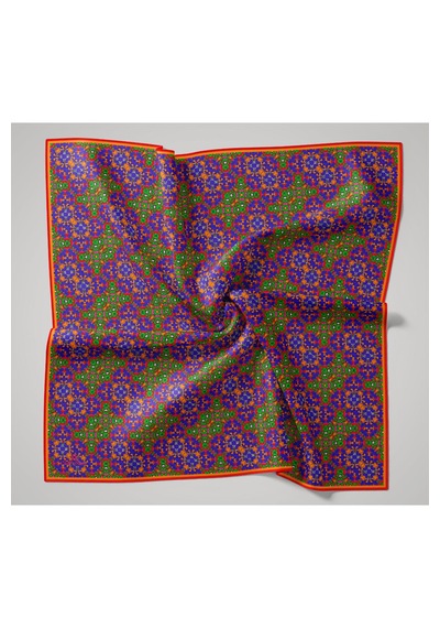 Silk Home Mozaik Desen Soft Pamuk Eşarp Saks Kırmızı