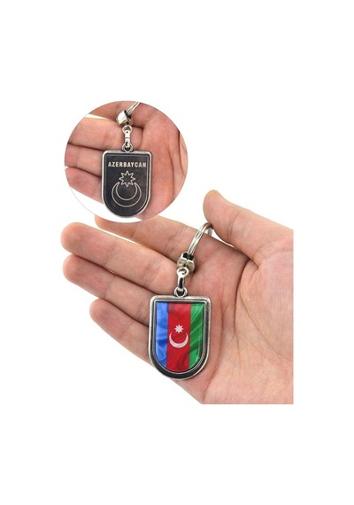 Azerbaycan Bayrak Arma Modeli Damla Anahtarlık