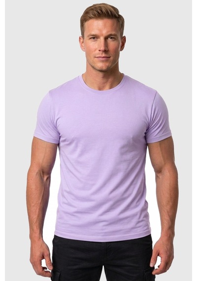Rizzup Erkek Lila Slim Fit %90 Pamuk Likralı Yumuşak Dokulu Basic Tişört 1801131