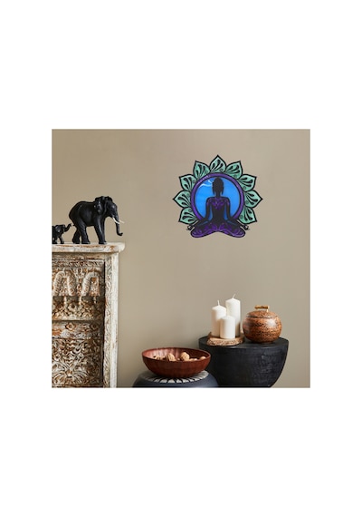 Epoksili Meditasyon Yoga Buda Figürlü Tablo Dekoratif Duvar Dekorlu Gece Lambası Sarı - 757050817 Sarı
