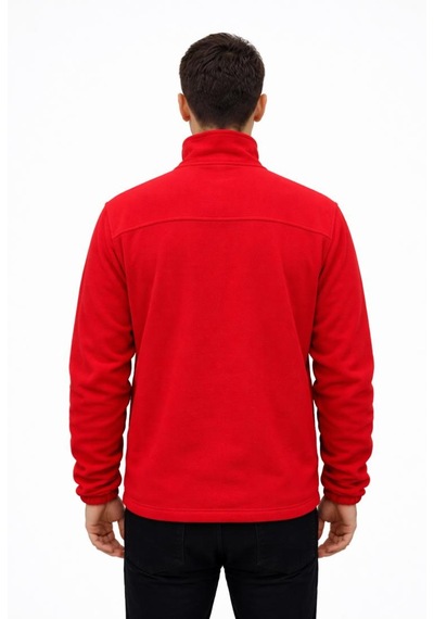 Axxel Erkek Kırmızı Polar Fermuarlı Hakim Yaka Sweatshirt-w1141 Kırmızı