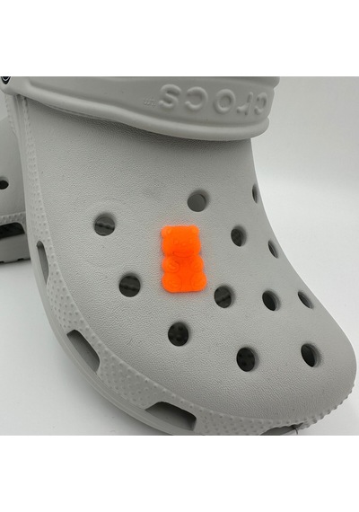 Crocs Terlik Süsü Ve Aksesuarı , Çanta Süsü Jibbitz Hribo Ayıcık Şeffaf Alt 03 Görsel Figür Aksesuar Neon Turuncu
