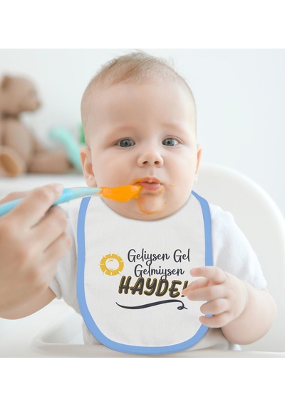 BK Kids Geliysen Gel Tasarımlı Mavi Bebek Mama Önlüğü-1