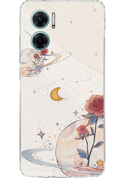 Redmi Note 11e Uyumlu Gezegen, Yıldız Ve Gül Baskılı Silikon Kılıf Renkli