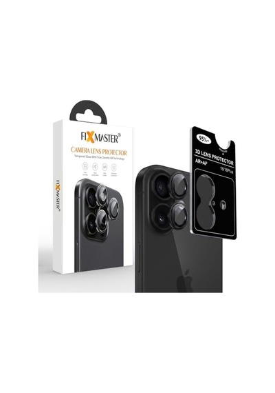 Fixmaster İphone 16-16 Plus Uyumlu Siyah Kamera Lens Koruyucu, Kolay Kurulum, Alüminyum Alaşımlı Çerçeve, Darbelere Ve Çizilmelere Karşı Yüksek Dayanıklı Temperli Cam