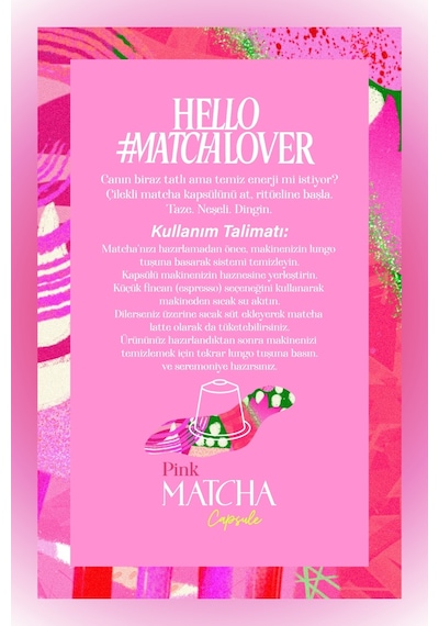 Pink Matcha Kapsül Nespresso Uyumlu Pembe Superfood Matcha Tozu, 10'lu Paket