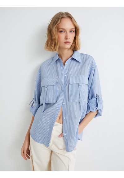 Koton Oversize Kargo Gömlek Viskon Düğmeli Katlamalı Kollu Mavi Çizgili 4sak60298pw Mavi Çizgili Koton Oversize Kargo Gömlek Viskon Düğmeli Katlamalı Kollu Mavi Çizgili 4sak60298pw Mavi Çizgili