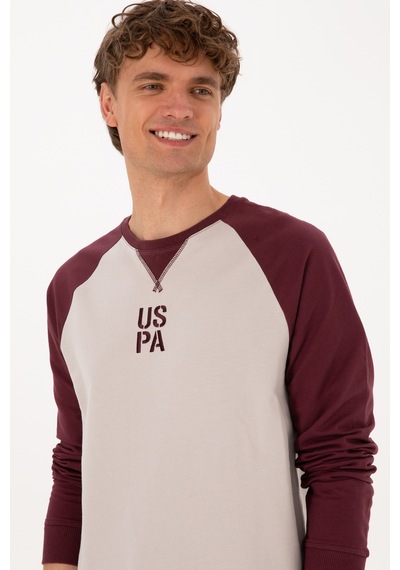 U.S. Polo Assn. Erkek Bisiklet Yaka Regular Fit Bordo İnce Sweatshirt 50315420-VR177