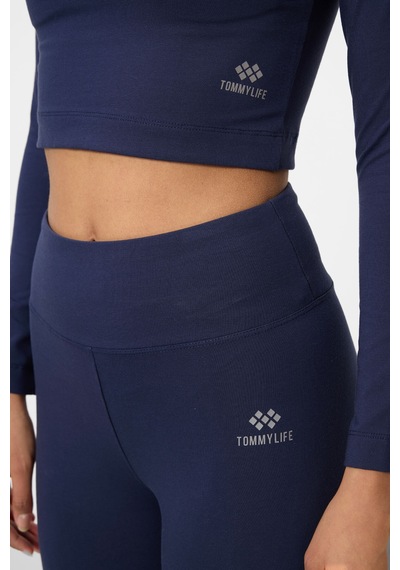 Tommylife İndigo Yüksek Bel Uzun Kollu Slim Fit Crop Top Kadın Tayt Takım - 95286 Tommylife İndigo Yüksek Bel Uzun Kollu Slim Fit Crop Top Kadın Tayt Takım - 95286