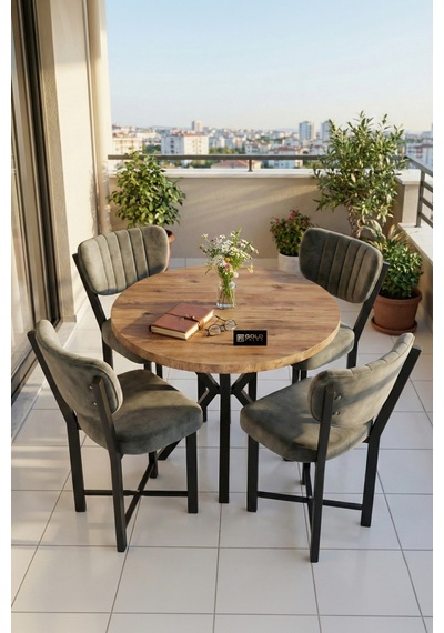 Mutfak Masası 4 Sandalyeli Set 90 Çap Atlantik Yuvarlak Cafe Balkon Ofis Masa Yemek Takımı Elma Antrasit Mutfak Masası 4 Sandalyeli Set 90 Çap Atlantik Yuvarlak Cafe Balkon Ofis Masa Yemek Takımı Elma Antrasit