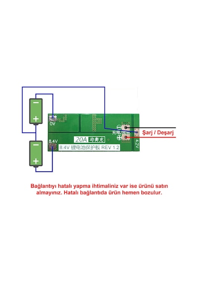 2S 20A Lityum Batarya BMS Koruma Kartı Balans Versiyon Pil Li-ion 18650 8.4V