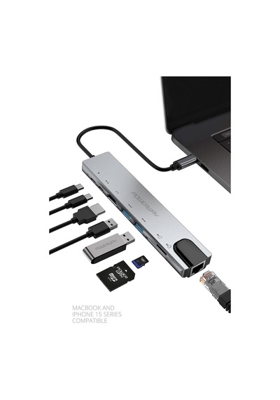 8 İn 1 Type-c Hub Dönüştürücü 4k Hdmi Usb Micro Sd Gigabyte Ethernet