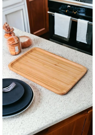 Bambu Lüx Dikdörtgen Büyük Servis-sunum Tabağı 30x20x1,8cm Bambu Bamboo