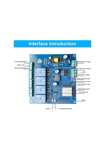 Esp32 Wifi Bluetooth 4 Kanal Röle Kartı Esp32-wroom-32e Ac 220v / Dc 5-30v Besleme Destekli